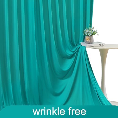 4 Panels Turquoise Backdrop Curtain for Parties Wrinkle Free Photo Backdrops Drapes Background Fabric Decoration for Baby Shower Wedding Birthday Party 20ft(W) x 10ft(H)