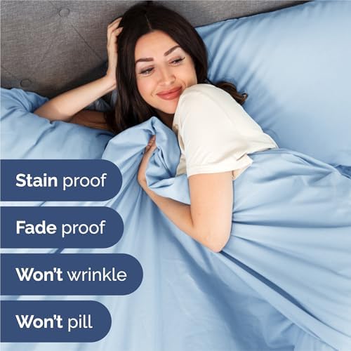King Size 4 Piece Sheet Set - Breathable & Cooling Sheets - Light Blue