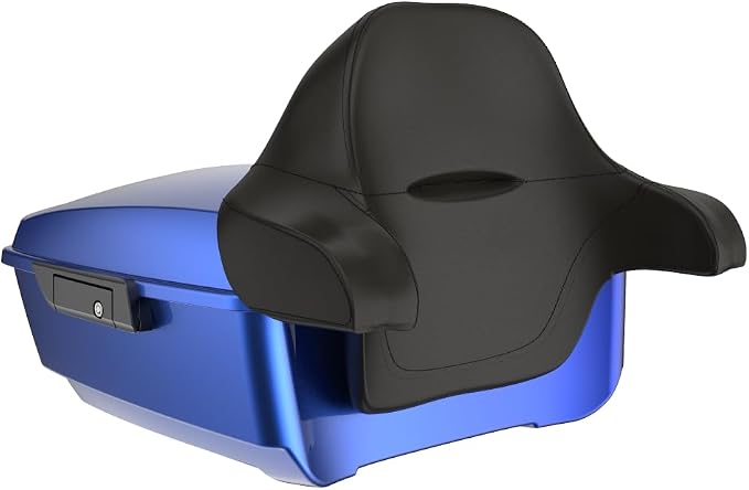 Advanblack 2026 Road Glide Tour Trunk Pack Aurora Blue Denim King Tour Trunk Pack+Wrap-Around Backrest Pad Fits For Harley Touring CVO Road King Street Glide Electra Glide Ultra Limited 1997-2026