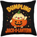 Squishy Dumpling Jack-O-Lantern Cute Kawaii Halloween Throw Pillow