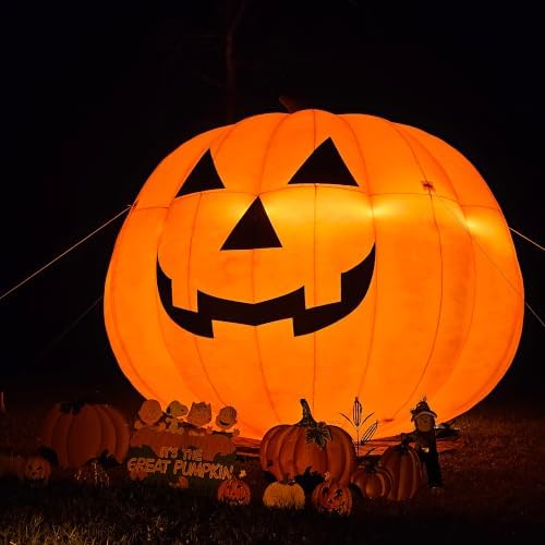 Giant 15Ft Halloween Inflatables Pumpkin Decorations, Blow Up Yard Decorations with 550W Waterproof Air Blower & LED Lights for Commercial Use, Outdoor Yard Lawn Halloween Party