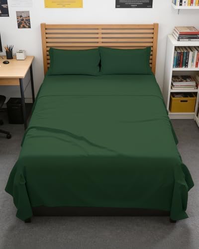 Full XL Sheets - 4 Piece Full XL Sheet Set - Soft & Cooling - Emerald Green