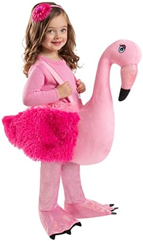 Spirit Halloween Toddler Faux Fur Flamingo Ride-Along Costume | Adjustable | Baby Costumes | Ride-Along Costumes