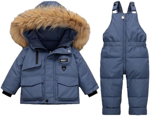 Toddler Heavyweight 2 Piece Snowsuit Girls Boys Bib Overalls Puffer Jackets
