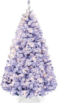 Best Choice Products Artificial Flocked Christmas Tree, 6ft Premium Pre-Lit Colorful Pine Holiday Décor w/250 Twinkle Lights, Metal Base - Lavender