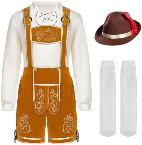 Spooktacular Creations Lederhosen Men Oktoberfest Outfit Costume, Halloween German Bavarian Costume for Adults Beer Festival