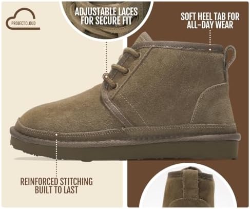 Project Cloud 100% Genuine Leather Ankle Boots for Women Chukka Booties