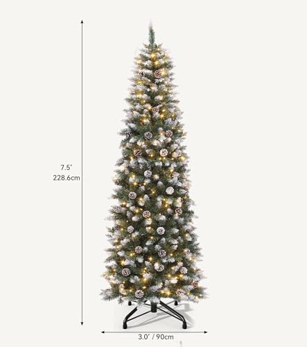 DWVO 7.5ft Pre-Lit Pencil Christmas Tree 350 LED Lights Remote Control