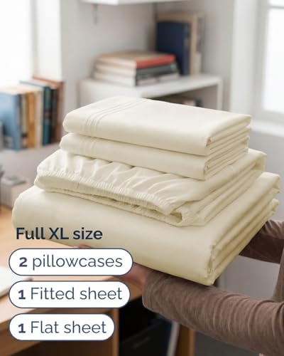 Full XL Sheets - 4 Piece Full XL Sheet Set - Cool & Breathable - Off White