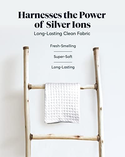 SUTERA Waffle Hand Towel for Bathroom, Silver Ions Pima Cotton - White | Ultra soft and absorbent with a lightweight waffle weave design for quick-drying bath towels.