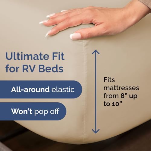 Short Queen Size 4 Piece Bed Sheet Set - RV Short Queen Sheets - Cream