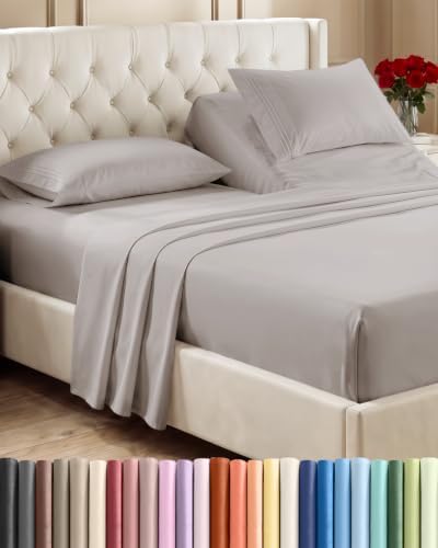 Flex Top Split Head King 4 Piece Sheet Set - Soft & Breathable - Light Grey