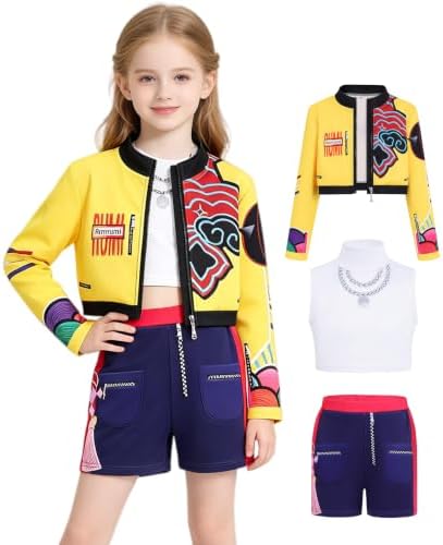 Kids Pop Star Hunter Costume Girls Halloween Costumes with Accessories Set