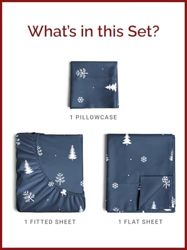 Christmas Sheet Set, Christmas Winter, Holiday Xmas Bedding Set - Twin Size
