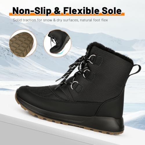 Women's Snow Ankle Boots Winter Lace-up Booties Warm Water Resistant 5.5-11