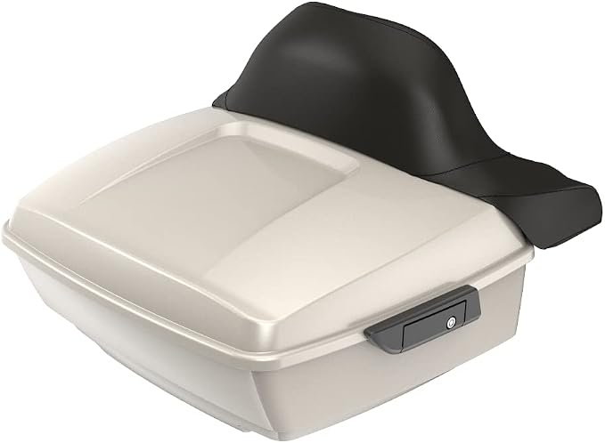 Advanblack White Sand Pearl Tour Trunk Pack 2022 Street Glide 2023 Road Glide Motorcycle King Tour Trunk Pack Luggage +Wrap-Around Backrest Pad for '97-'24 Harley Touring/Softail