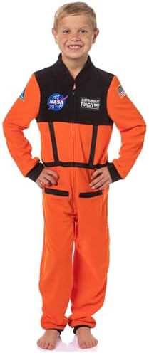 INTIMO NASA Boys' Space Shuttle Astronaut Meatball Patch One Piece Space Suit Costume Pajama Sleep Set Union Suit For Kids