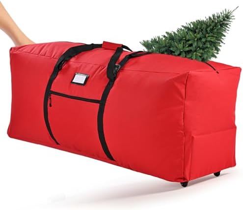 7.5 ft Christmas Tree Storage Bag - Heavy-Duty Waterproof, Dust-Proof, and UV-Proof, with Dual Zipper, Adjustable Straps, and Universal Wheels