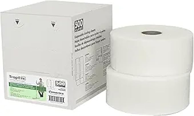 Americo Trapeze Disposable Dusting Sheets, 5" X 125 Ft, White, 250 Sheets/roll, 2 Rolls/Carton