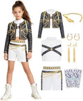 Pop Star Costume Kids Girls Golden Stage Outfit Halloween Costume Accessory