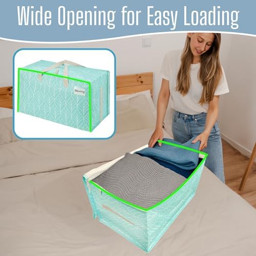 VENO 4 Pack Extra Large Heavy Duty Moving Bags with Wide Opening & Reinforced Handles, Reusable Storage Tote Bags with Strong Zippers for Clothes, College Dorm Essentials & Moving Supplies