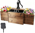 NestNature Solar Outdoor Water Fountain|Wood Water Feature for Garden Decor