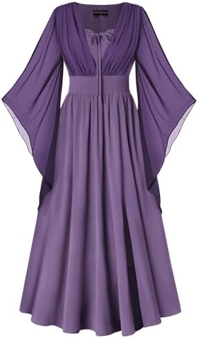 Scarlet Darkness Renaissance Costume Women Pirate Medieval Maxi Dress