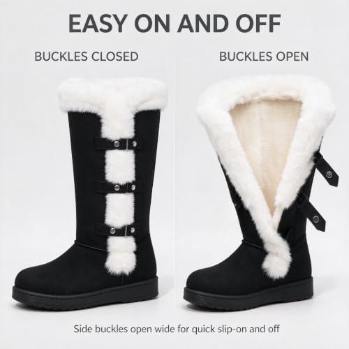 Women's Mid Calf Furry Snow Boots Warm Winter Boots