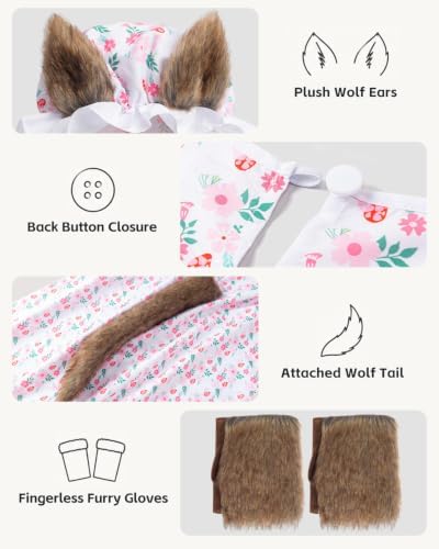 Big Bad Wolf Costume Adult, 5-Piece Granny Wolf Outfit for Men and Women
