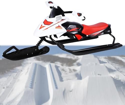 NYANS Ski Sled Slider Board/Snow Racer Sled with Steering Handle with Responsive Steering & Shock-Absorbing Column, Heavy Duty Long-Lasting Steel Frame Snow Sled for Kids Red