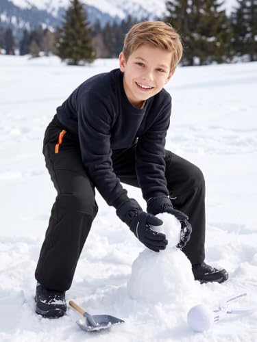 Kids Snow Pants Boys Ski Pants Fleece Lined Waterproof Trousers