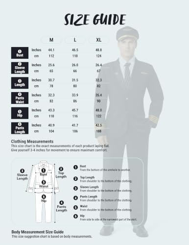 Spooktacular Creations Pilot Captain Costume Men, Pilot Uniform, Flight Jackets Outfit, Adult Halloween Captain Costumes