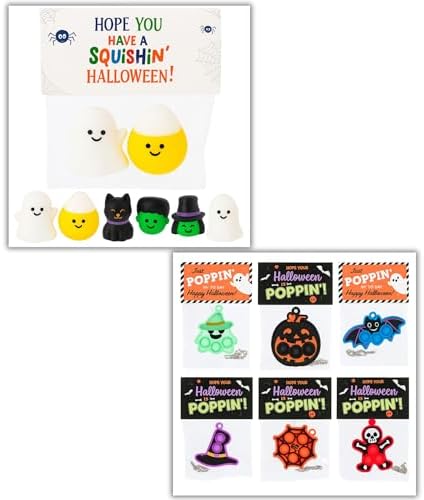 Pop & Squish Halloween Duo | Halloween Pop-Its , Halloween Squishies – Non-Candy Sensory Toys for Kids – Party Favors, Trick-or-Treat, Classroom Gifts