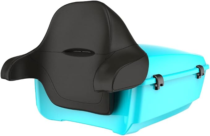 Advanblack Road Glide Tour Trunk Pack Frosted Pearl King Tour Trunk Pack Luggage +Wrap-Around Backrest Pad for '97-'25 Harley Touring Road King Street Glide Electra Glide CVO models