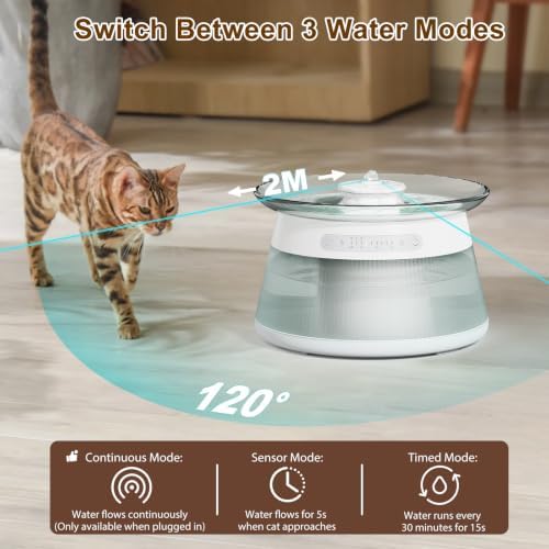 Smart Cat Water Fountain, Filterless Automatic Cat Drinking Fountain