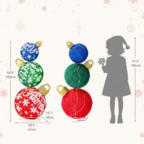 40In Extra Large Lighted Christmas Ball Ornaments with Timer&Remote Control