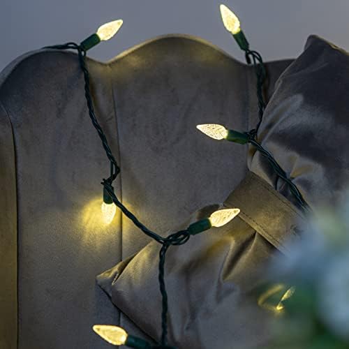 YULETIME 140 Warm White C6 Christmas Lights, 2-Set 36 ft 70ct One-Piece LED
