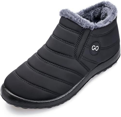 HARENCE Snow Boots for Women Winter Boot with Comfortable Warm Fur Lined Ankle Booties Outdoor Slip On Waterproof Short Boots