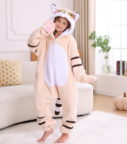 Animal Onesie Pajamas for Kids, Soft Flannel Halloween Cosplay Costume for Boys Girls