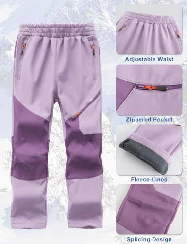 Kids Winter Pants Boys Snow Trousers Waterproof Fleece Lined