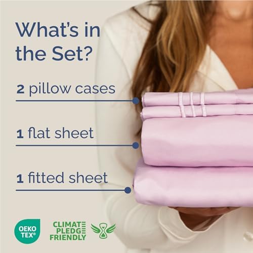 Full Size 4 Piece Sheet Set - Breathable & Cooling Sheets - Light Pink