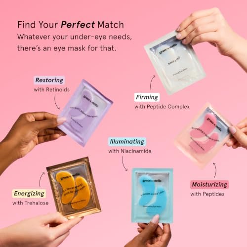 grace & stella Award Winning Under Eye Mask Reduce Dark Circles, Puffy Eyes, Undereye Bags, Wrinkles, Gel Under Eye Patches, Small Gifts for Women, Gifts Under 10 Dollars, Vegan (6 Pairs, Blue)