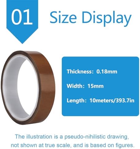 PTFE Heat Resistant Tape Self-Adhesive PTFE Teflon Fabric Tape Suitable for Industrial Repair, Thickness 0.18Mm,Width：15mm