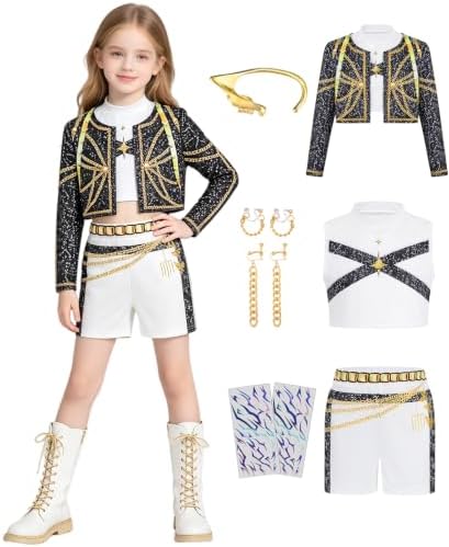 Kids Pop Star Hunter Costume Girls Halloween Costumes with Accessories Set