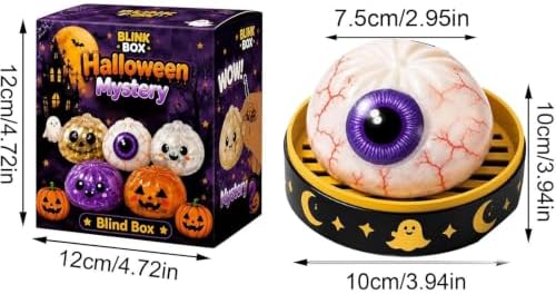 Halloween Spooky Pumpkin Stress Ball Squeeze Toy for Adults, Slow Rise Glitter DumplingSpooky Ghost Decorations, Halloween Cute Pumpkin Squeeze Fidget Toy for Stress Anxiety Relief(White Eyes)