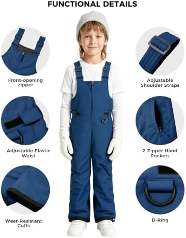 Wantdo Kids Snow Pants Boys & Girls Waterproof Insulated Ski Bib Overalls