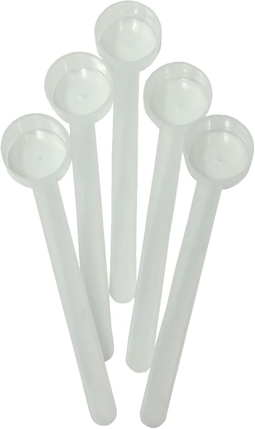 1/2 Tablespoon (1.5 Teaspoon | 7.5 mL) Long Handle Plastic Measuring Spoon for Coffee, Protein Powder, Pet Food, Spices, Grains, Dry Goods – Food-Grade BPA-Free (Pack of 5)