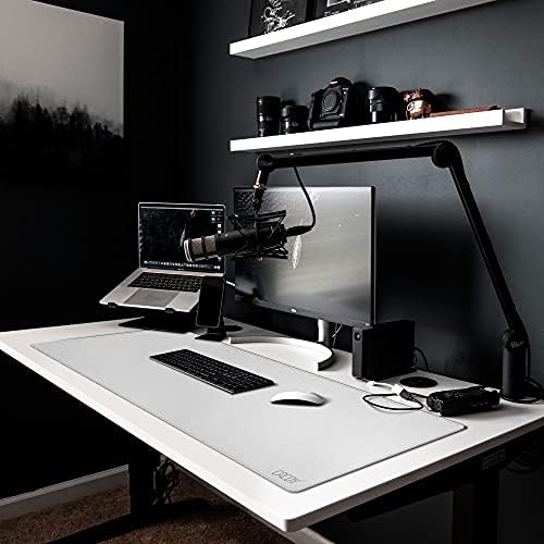 Cacoy Leather Desk Blotter Pad, 47.2" x 15.7" Oversized Mouse Pad XXL, Extended Computer Mouse Mat, Desk Writing Pad for Office, Home, Gaming (White)