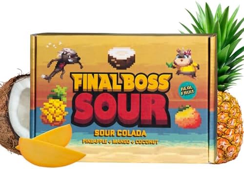 Final Boss Sour Fruit Candy, Sour Piña Colada, Level 1, 4 Pack