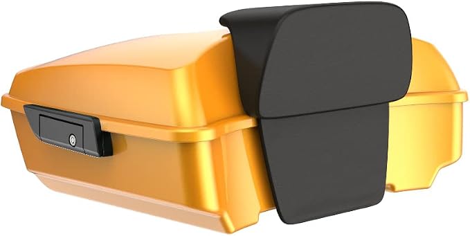 Advanblack Road Glide Tour Trunk Pack Chrome Yellow Pearl Chopped Tour Trunk Pack Backrest Pad for '97-'25 Harley Touring Road King Street Glide Electra Glide CVO models
